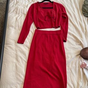 Lulus red 3 piece skirt set